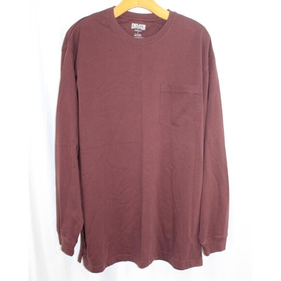 Duluth Trading Co Mens Red Longtail Cotton Long Sleeve Crew Neck Shirt L - Picture 1 of 5